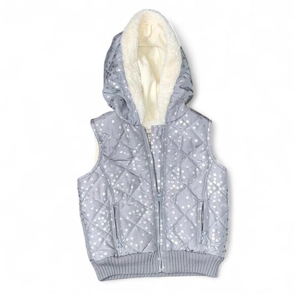 Kids Toddler Girl Silver Puffer Vest - Picture 1 of 1